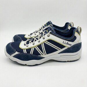 L.L. Bean Womens Trail Shoes 8W Wide Navy White Hiking Walking Sneakers Trekking